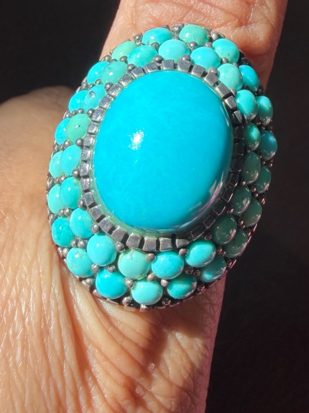 Turquoise Cluster Women's Statement Ring - Unbranded